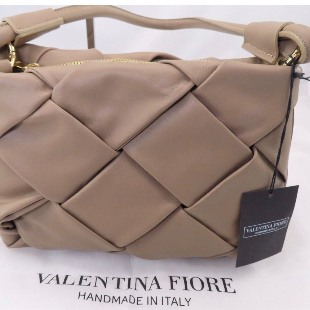 Valentina Tan Woven Leather Bag